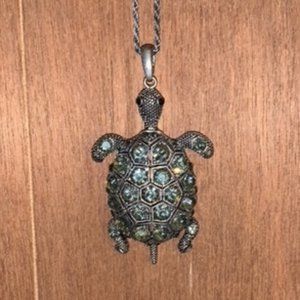 Crystal Turtle Necklace, Long Necklace